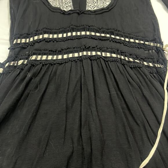 Zara Embroidered Black Midi Kaftan Lightweight Beach Bohemian Size Small Beachy - Picture 6 of 10